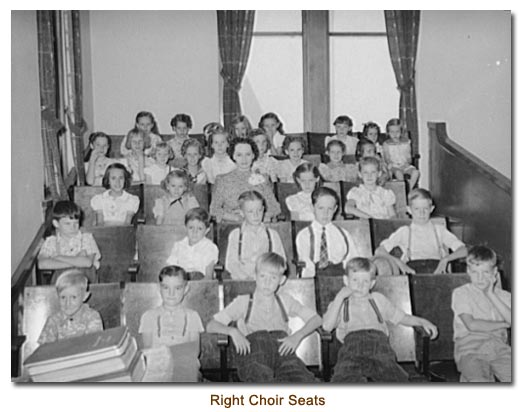 Sunday school in the right choir seats