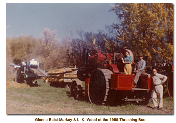 Glennna Buist & L. K. Wood at the 1959 Threshing Bee