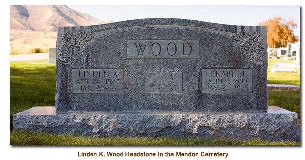 Linden K. Wood Headstone in the Mendon Cemetery