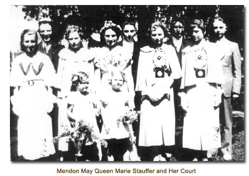Mendon May Day Queen Marie Stauffer and Her Court.