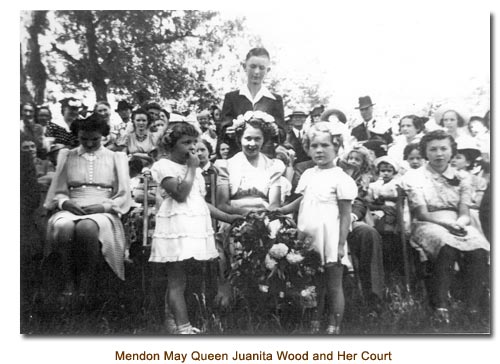 Mendon May Queen Juanita Wood and her May Day Court.