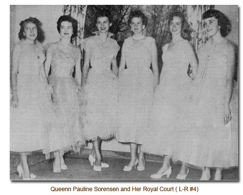 1958 May Queen Pauline Sorensen and her court