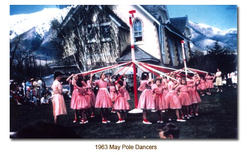 1963 Mendon May Day, May Pole Dancers.