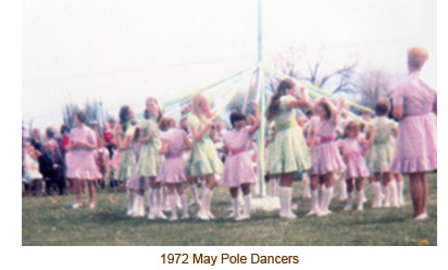 1972 Mendon May Day, May Pole Dancers.