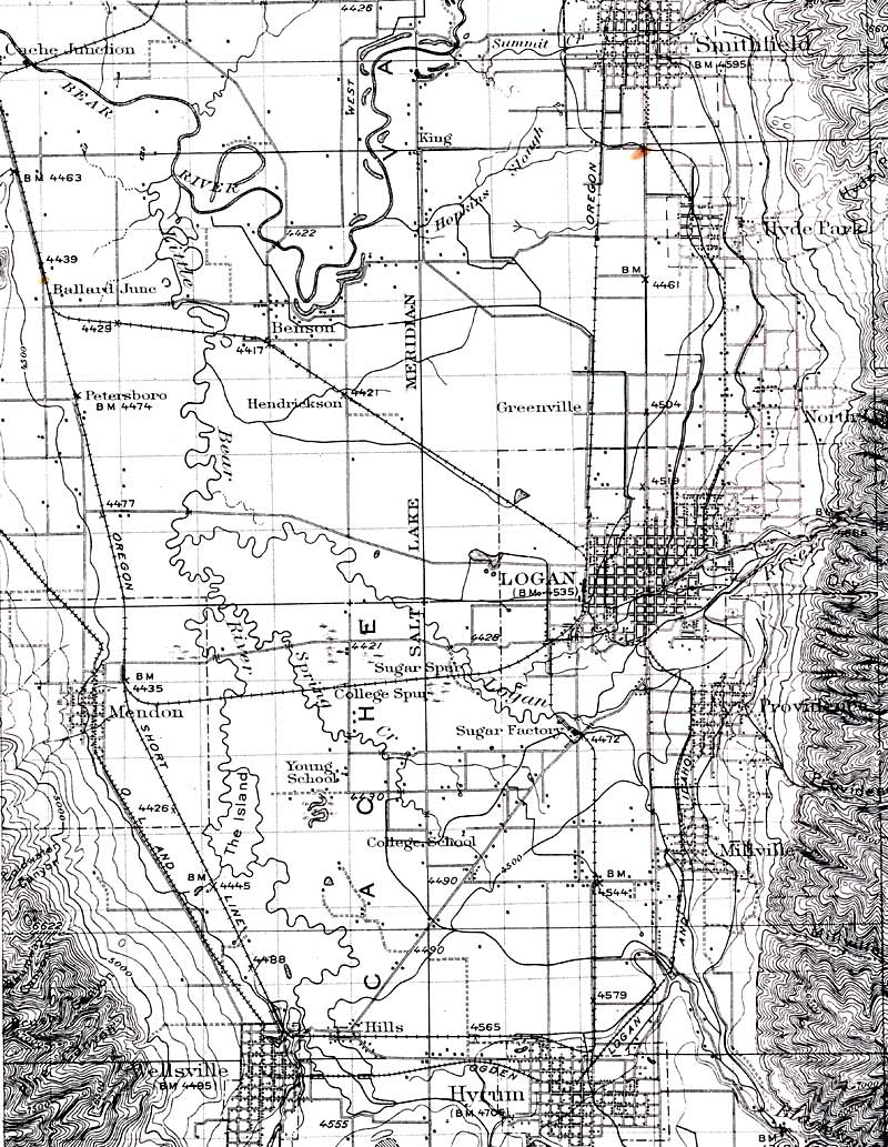 1916 Railroad Map of Mendon and Cache Valley